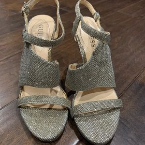 Gold sparkle Guess heel size